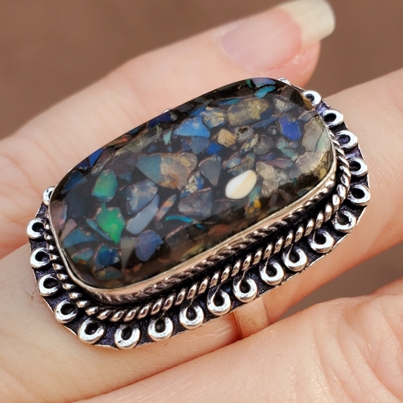 New Copper Ethiopian Opal 925 Silver Ring. - Picture 3 of 16